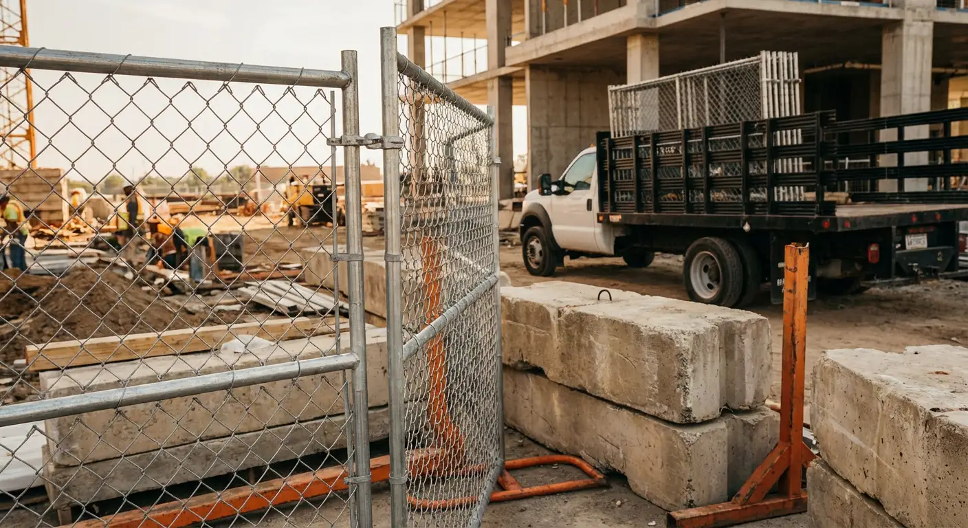 Commercial temporary fencing installation site in Union City, CA