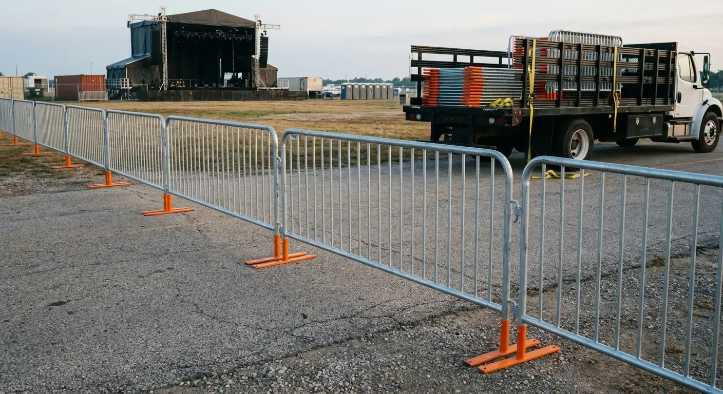 Crowd control barricade setup in Union City, CA