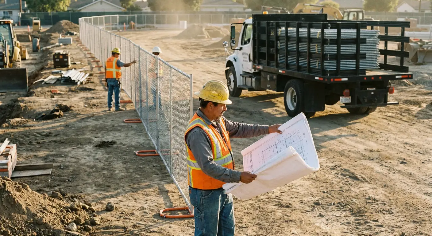 Post-driven fencing installation site in Union City, CA