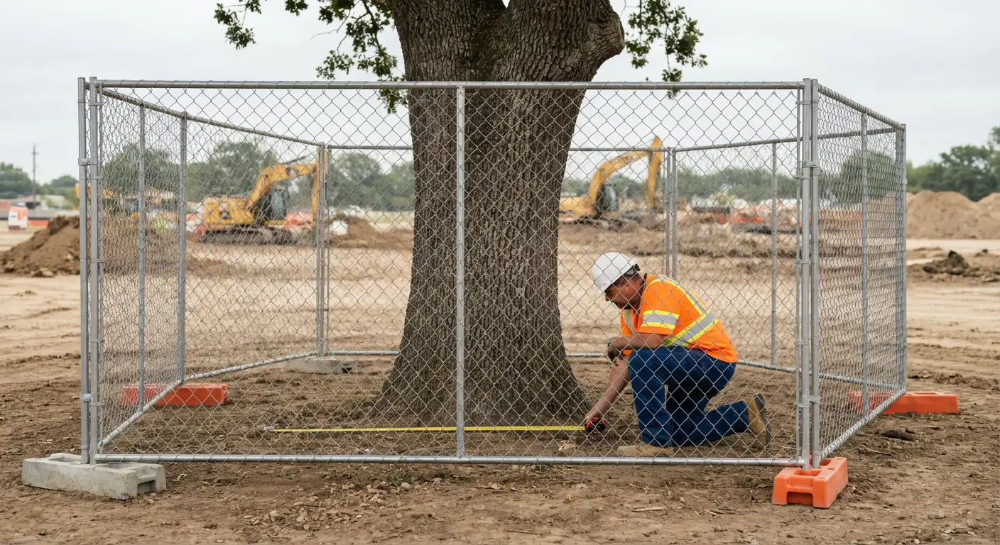 Tree protection zone fencing installation in Union City, CA