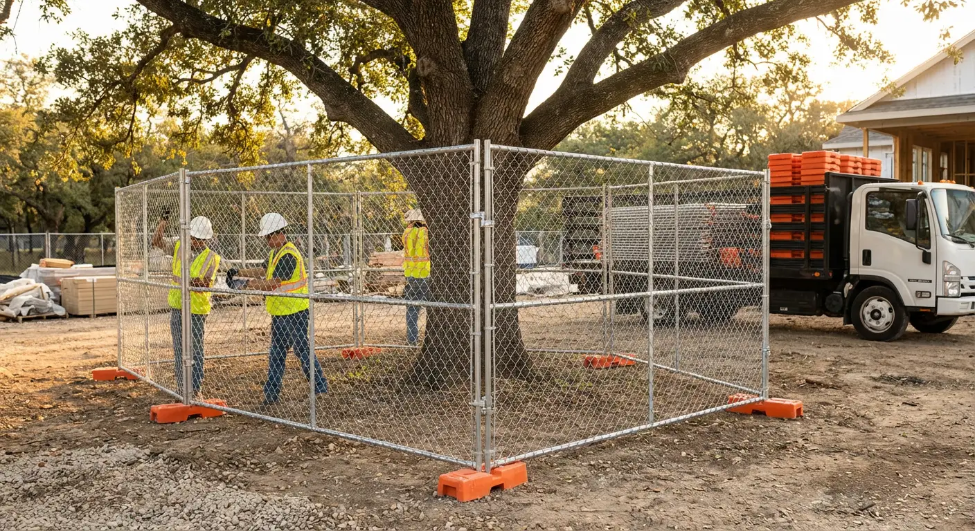 Tree protection zone fencing background in Union City, CA