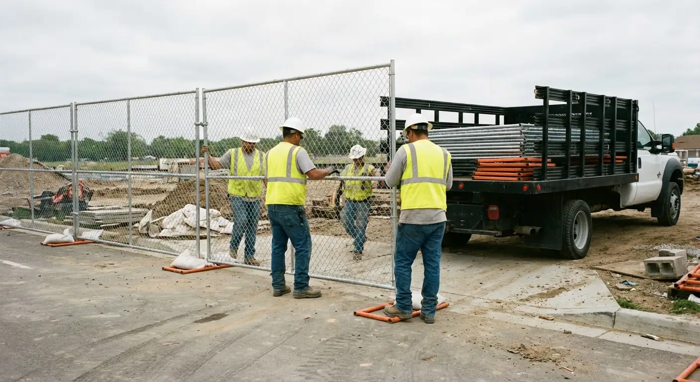 Alameda Creek Fence Rental team securing a construction site perimeter in Union City, CA