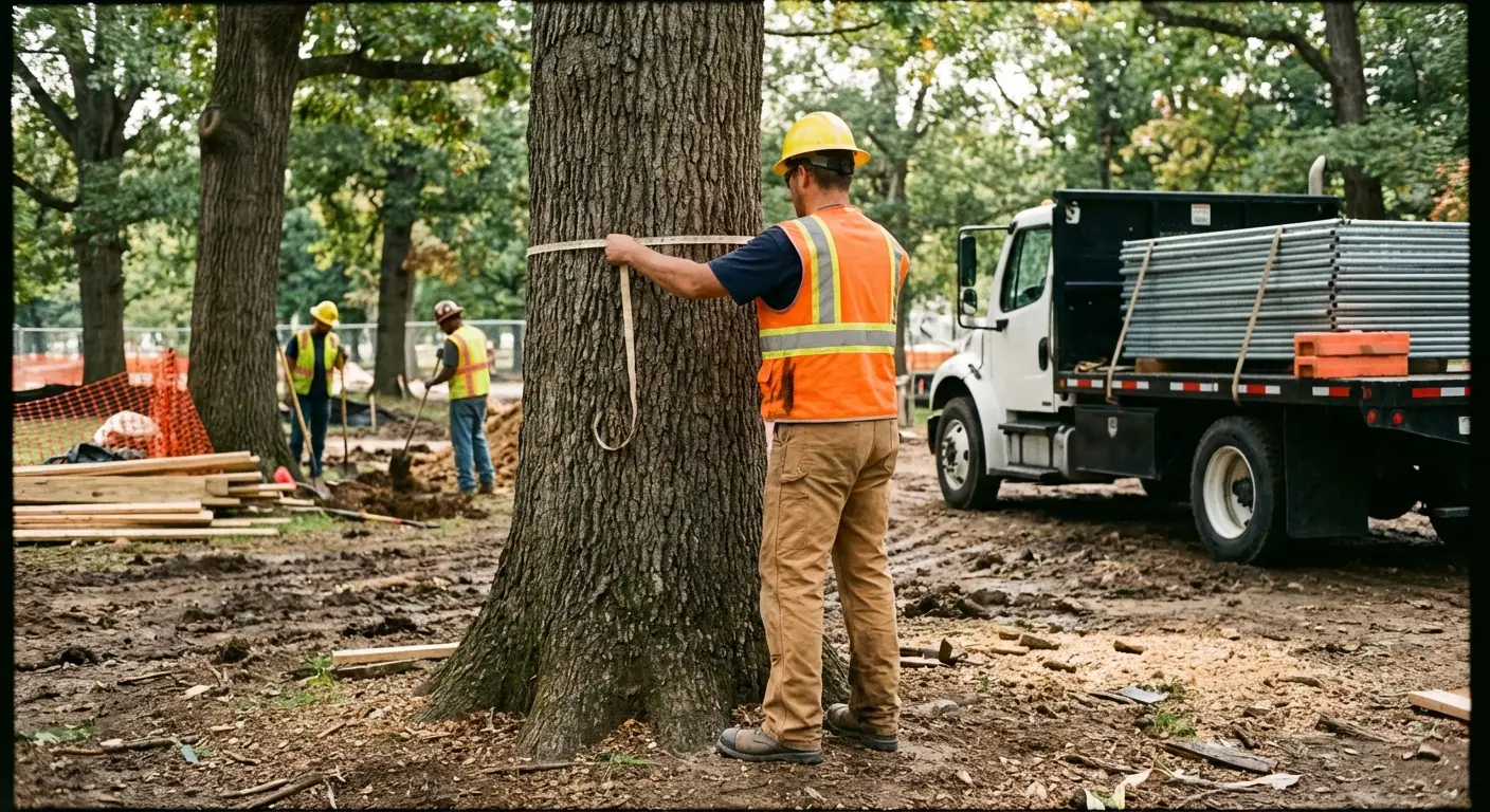 Tree protection zone fencing installation in Union City, CA