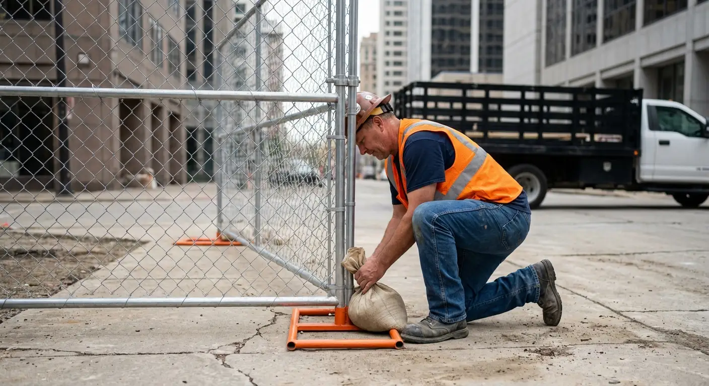 Temporary fence installation in Downtown Union City area