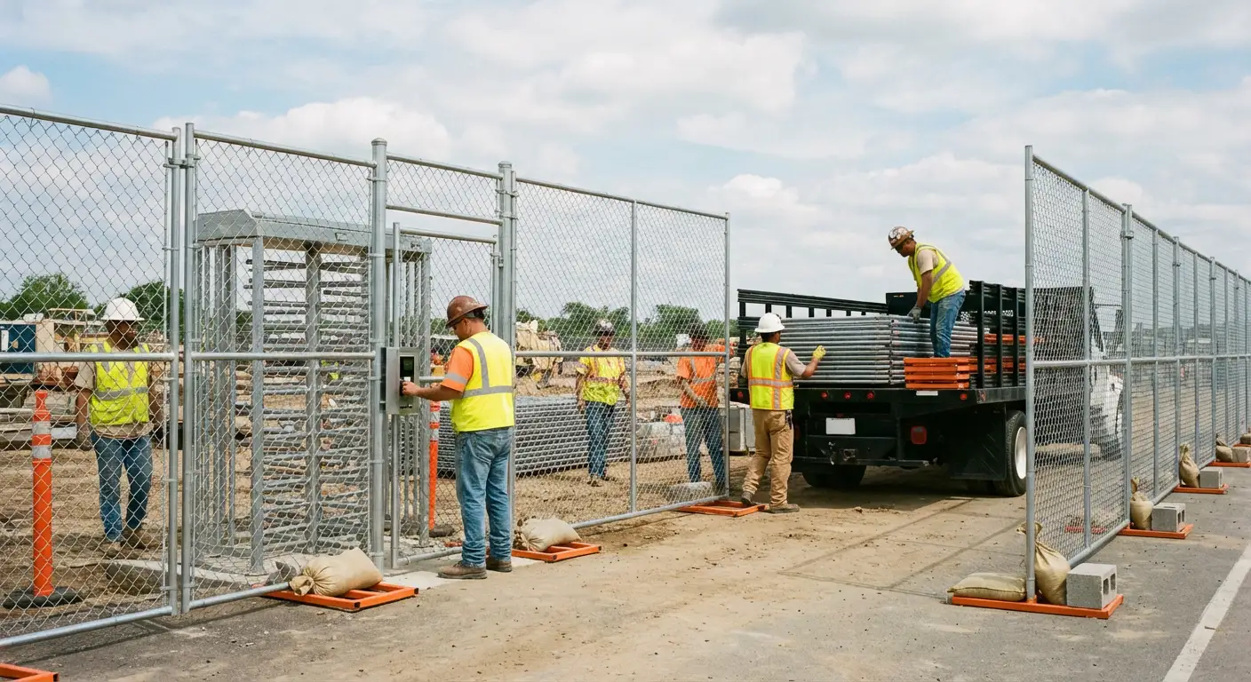 Secure construction site with temporary fencing in Union City, CA