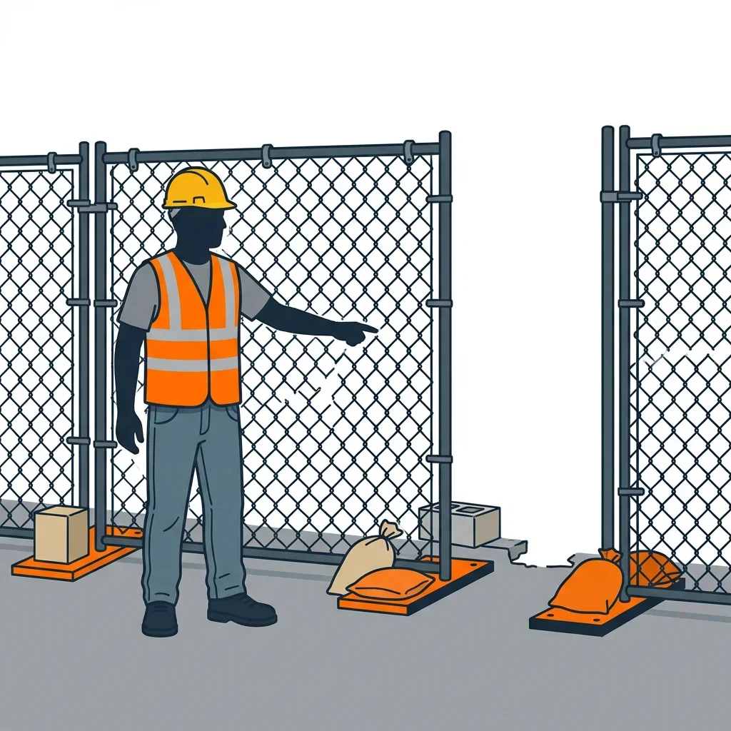 Diagram illustrating common construction site perimeter vulnerabilities in Union City, CA